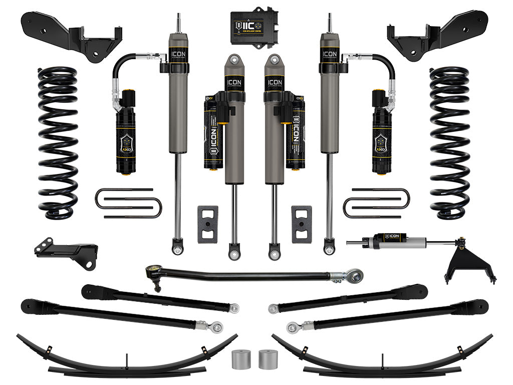 ICON 2023-2025 Ford F-250/F-350 Super Duty 4WD, Gas, 2.5" Lift, Stage 6 Suspension System w/ 4-Link and Expansion Packs
