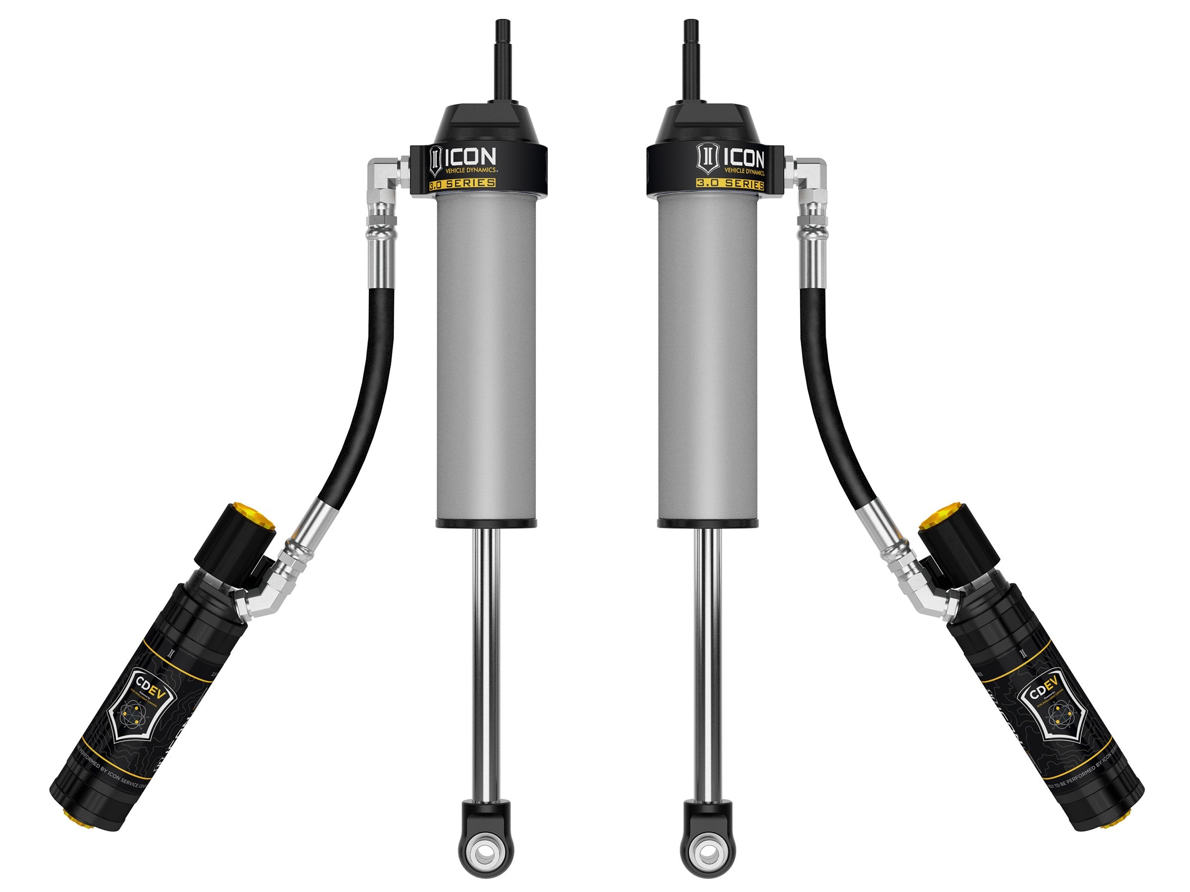ICON 2017-2026 Ford F-250/F-350 Super Duty 4WD, 0-3” Lift, Front, V.S. 3.0 Series Shock Absorbers, Remote Reservoir w/ CDEV, Pair