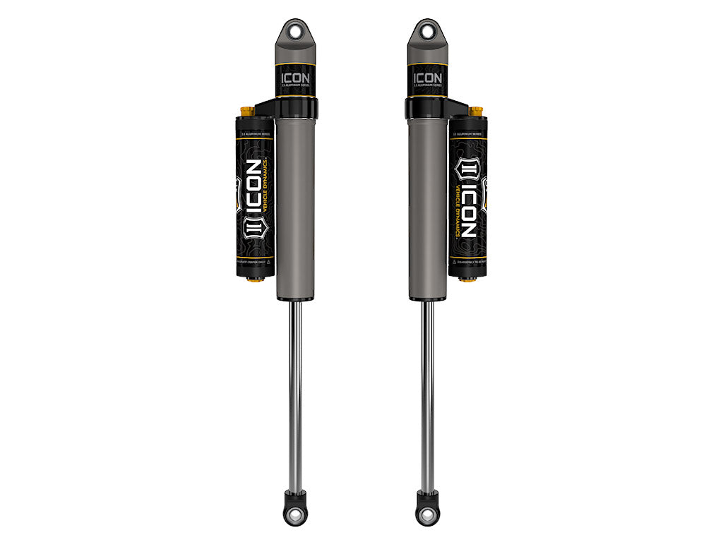 ICON 1999-2025 Ford F-250/F-350/F-450 Super Duty, 0-3” Lift, Rear, V.S. 2.5 Aluminum Series Shocks, Piggyback Reservoir w/ CDCV, Pair