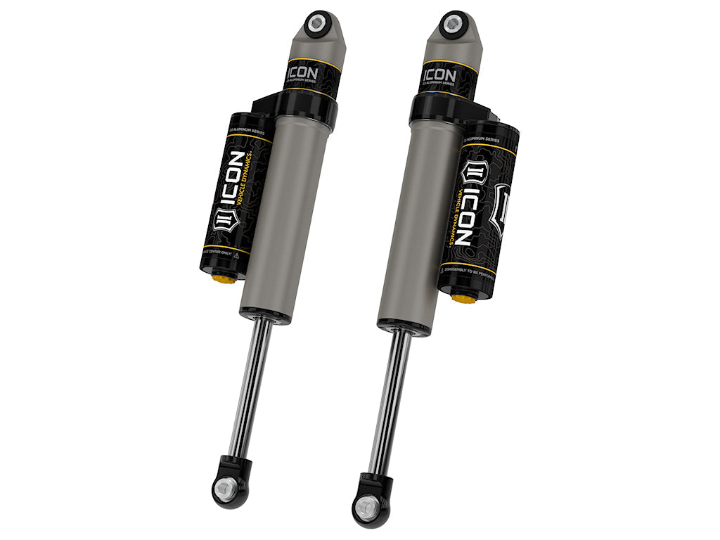 ICON 2001-2026 GM 2500/3500 HD, 0-1" Lift/2007-2018 GM 1500, 4" Lift, Rear, V.S. 2.5 Aluminum Series Shock Absorbers, Piggyback Reservoir, Pair