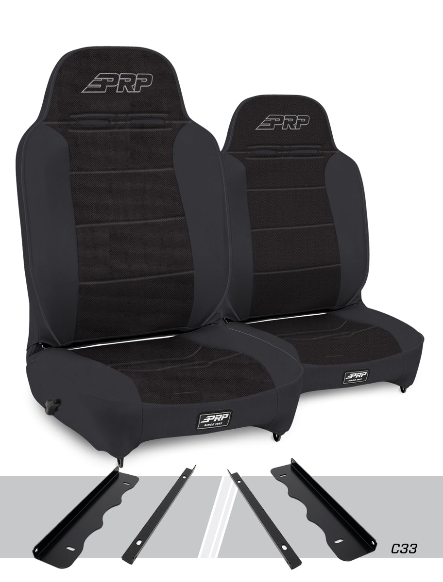 Enduro High Back Reclining Suspension Seats Kit for 95-01 Jeep Cherokee XJ (Pair)