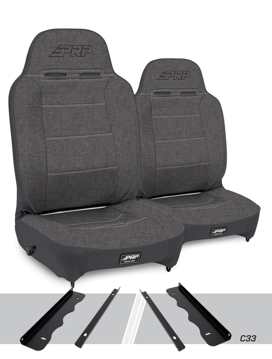 Enduro High Back Reclining Suspension Seats Kit for 95-01 Jeep Cherokee XJ (Pair)
