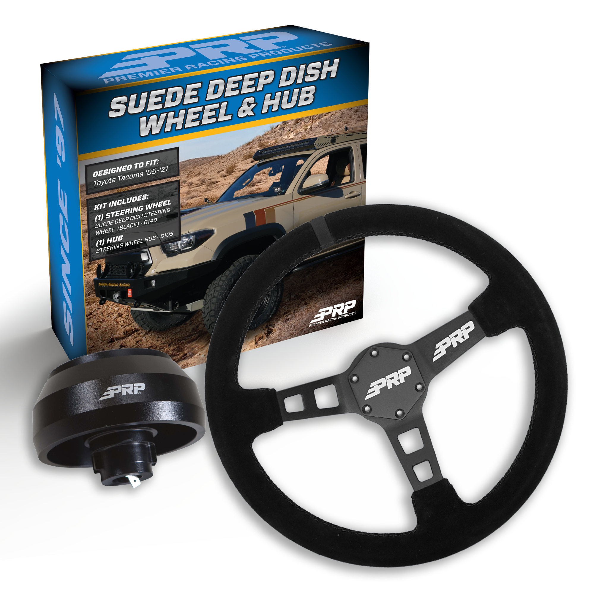 PRP Deep Dish Suede Steering Wheel Kit with Tacoma Hub