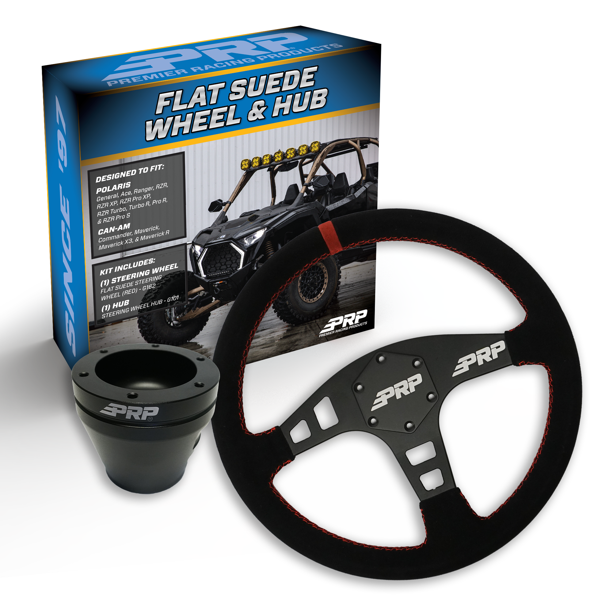 PRP Flat Suede Steering Wheel Kit with UTV Hub