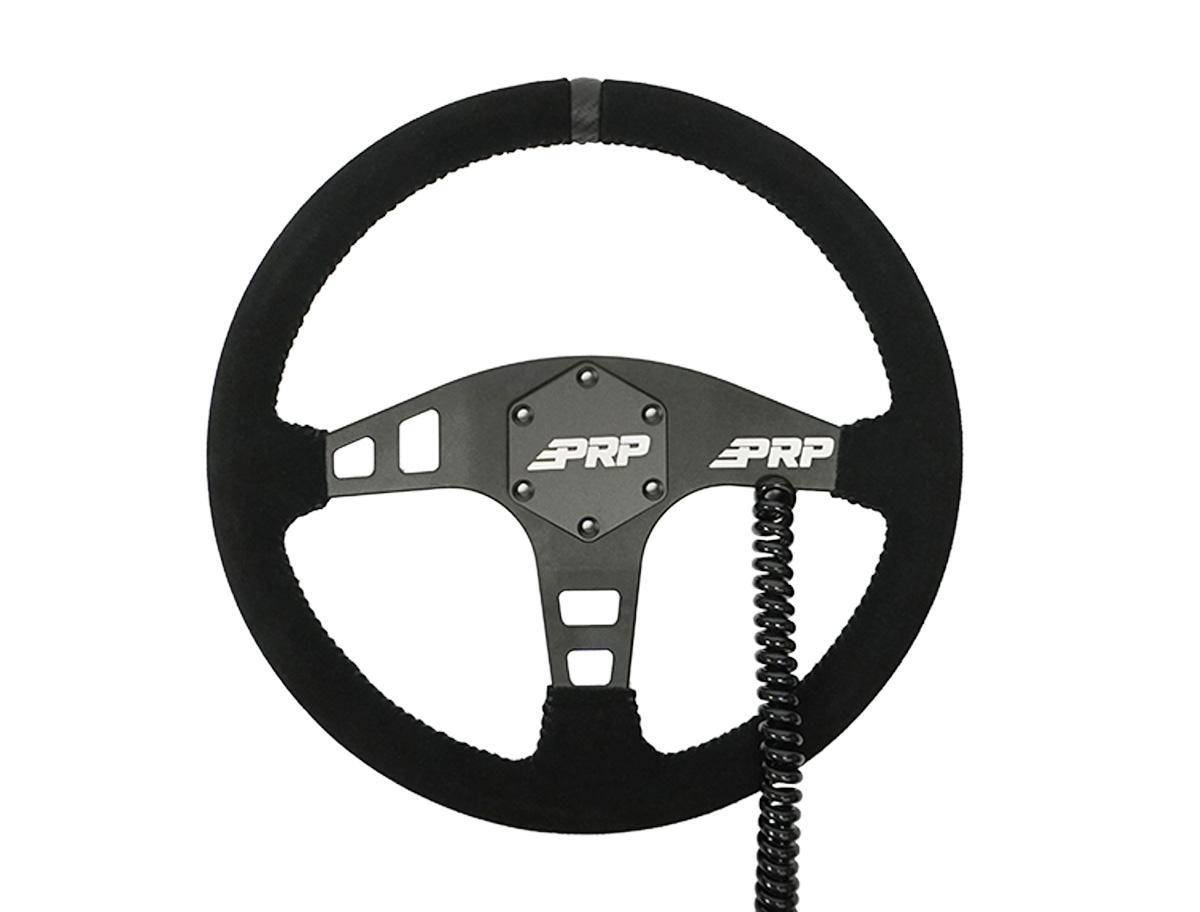 Heated Flat Suede Steering Wheel, Black