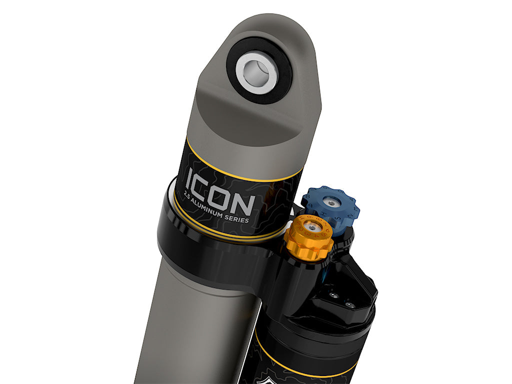 ICON 2001-2026 GM 2500/3500 HD, 0-1" Lift/2007-2018 GM 1500, 4" Lift, Rear, V.S. 2.5 Aluminum Series Shock Absorbers, Piggyback Reservoir w/ CDXS, Pair