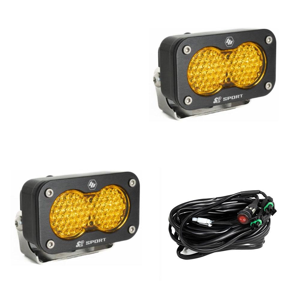 LED Work Light Baja Amber Lens Spot Pattern Pair S2 Sport Baja Designs