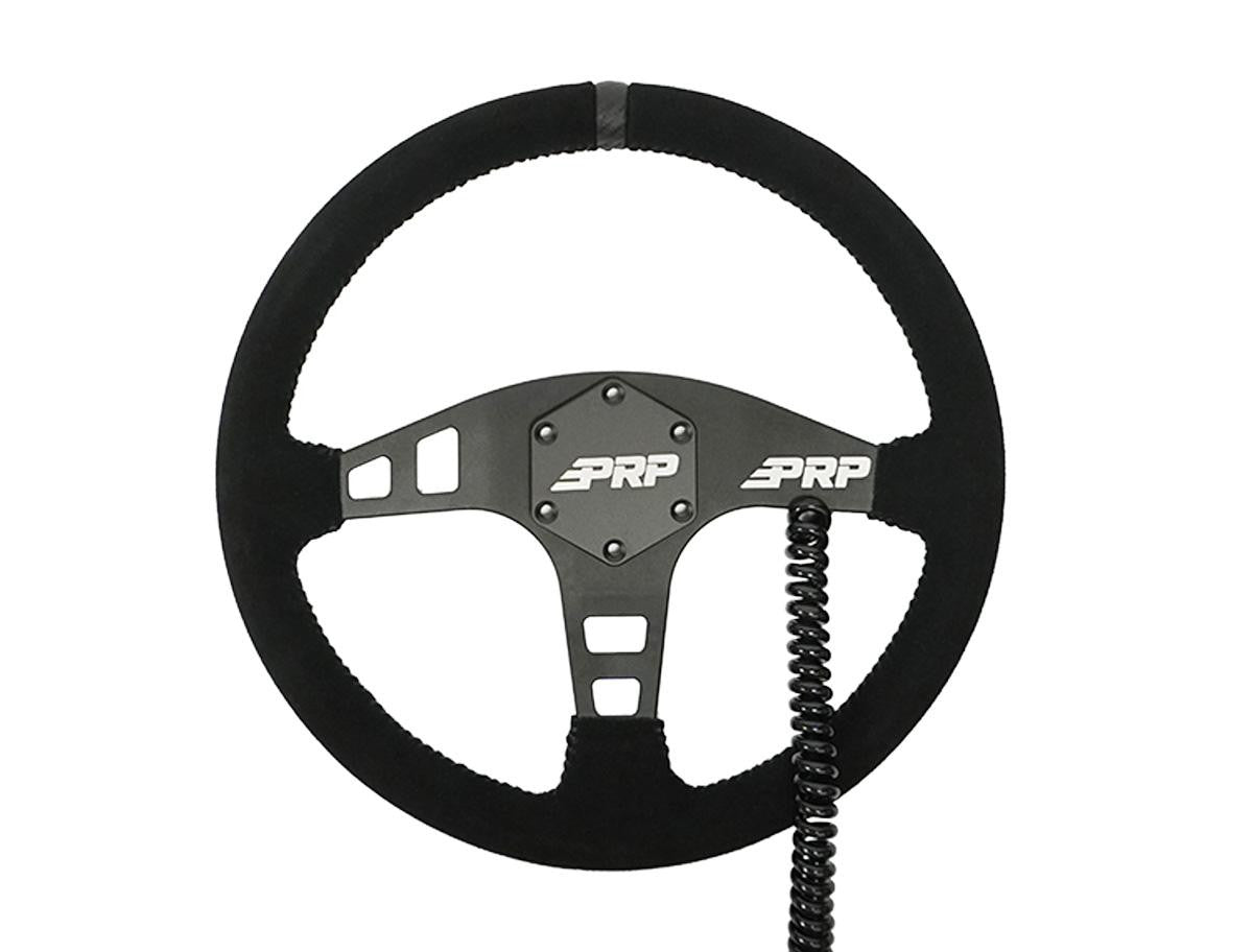 Heated Flat Suede Steering Wheel, Black