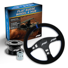 PRP Flat Suede Steering Wheel Kit with Quick Release Hub for Yamaha YXZ, Viking, Wolverine, Rhino