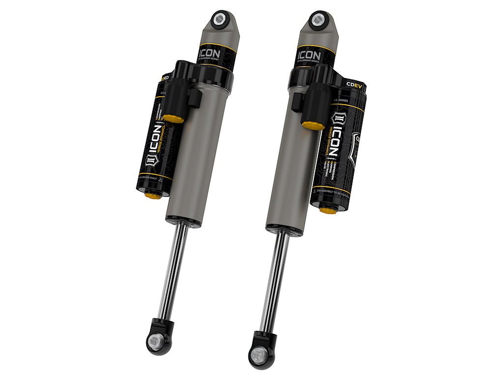 ICON 2020-2026 Chevrolet Silverado/GMC Sierra 2500/3500 HD, 0-1.5” Lift, Rear, V.S. 2.5 Aluminum Series Shock Absorbers, Piggyback Reservoir w/ CDEV, Pair