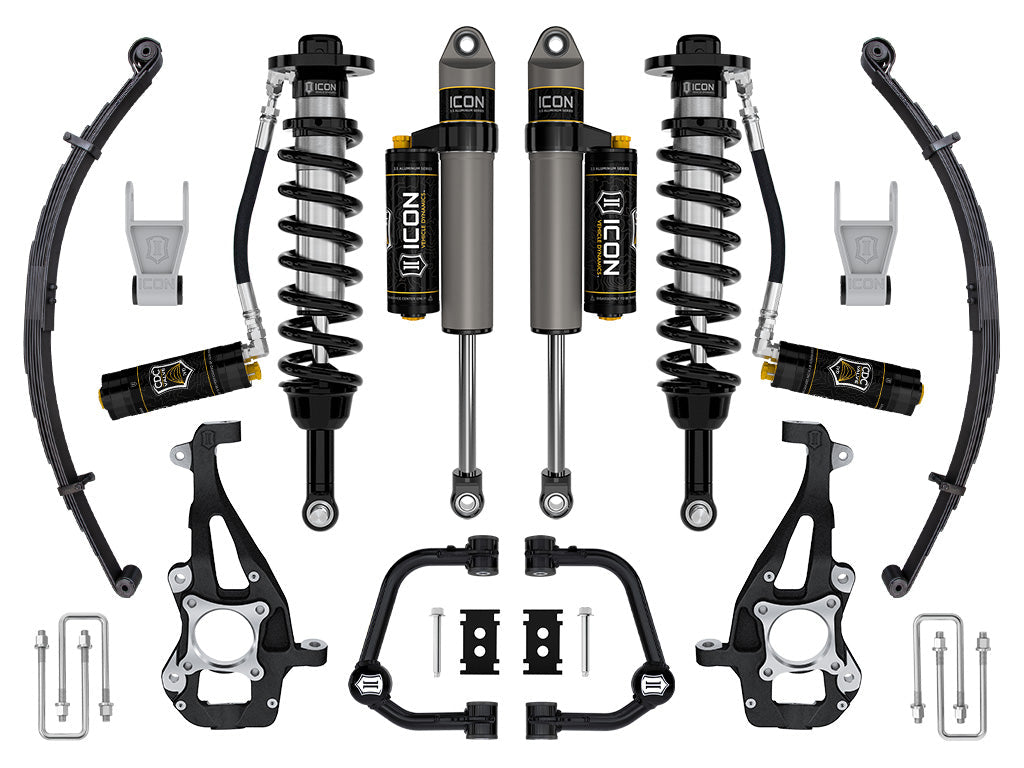 ICON 2021-2025 Ford F-150 4WD, 3.5-4.5" Lift, Stage 4 Suspension System, Tubular, CDCV, w/ Leaf Packs
