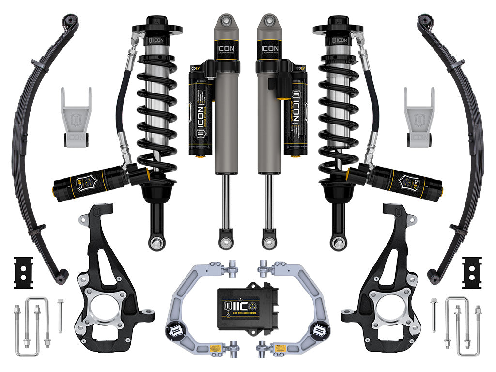 ICON 2021-2025 Ford F-150 4WD, 3.5-4.5" Lift, Stage 5 Suspension System, Billet, w/ Leaf Packs