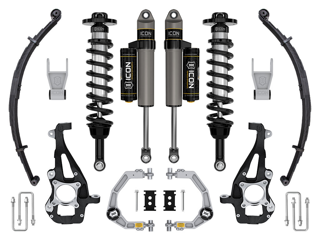 ICON 2021-2025 Ford F-150 4WD, 3.5-4.5" Lift, Stage 2 Suspension System, Billet, w/ Leaf Packs