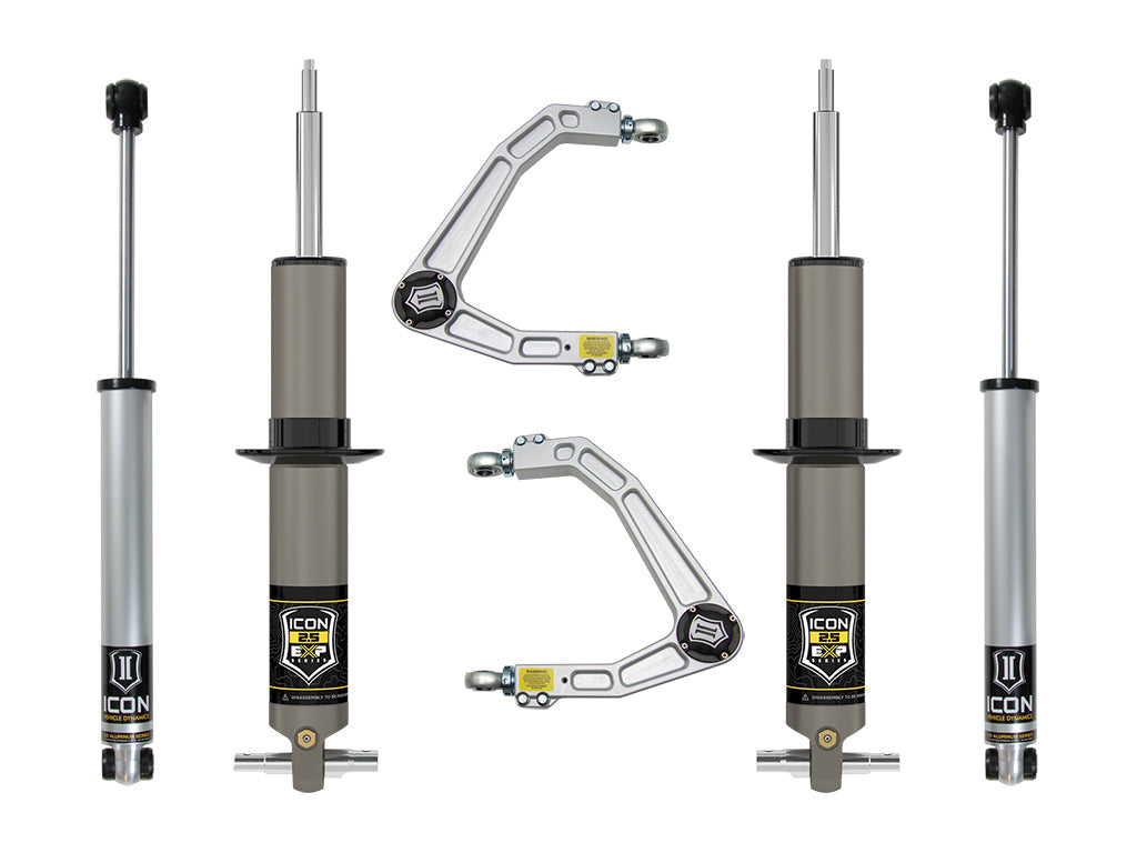 ICON 2019-2026 Chevrolet Silverado 1500/GMC Sierra 1500, 2.375-3.75" Lift, Stage 2 EXP Suspension System, Billet