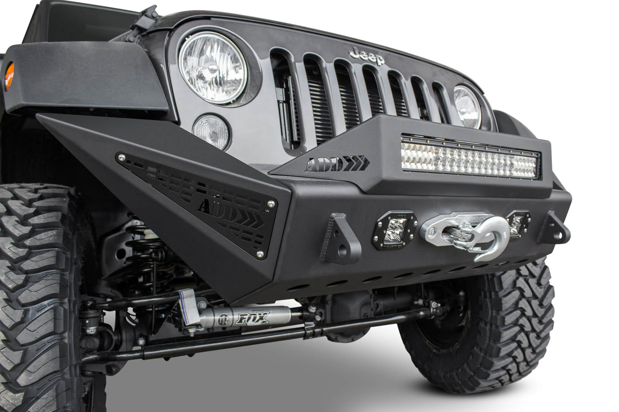 2007-2018 Jeep JK Modular Stealth Fighter Front Bumper Center w/Tow Hooks