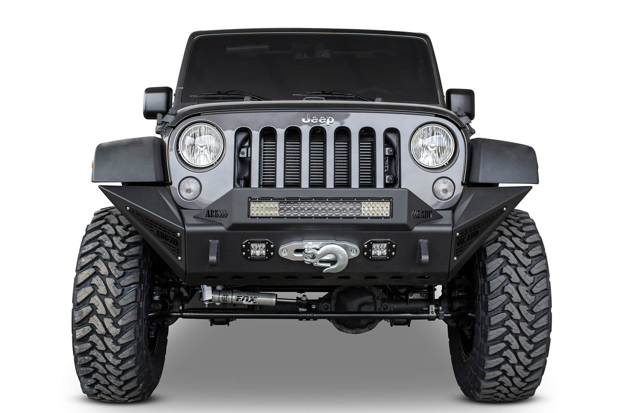 2007-2018 Jeep JK Modular Stealth Fighter Front Bumper Center w/Tow Hooks
