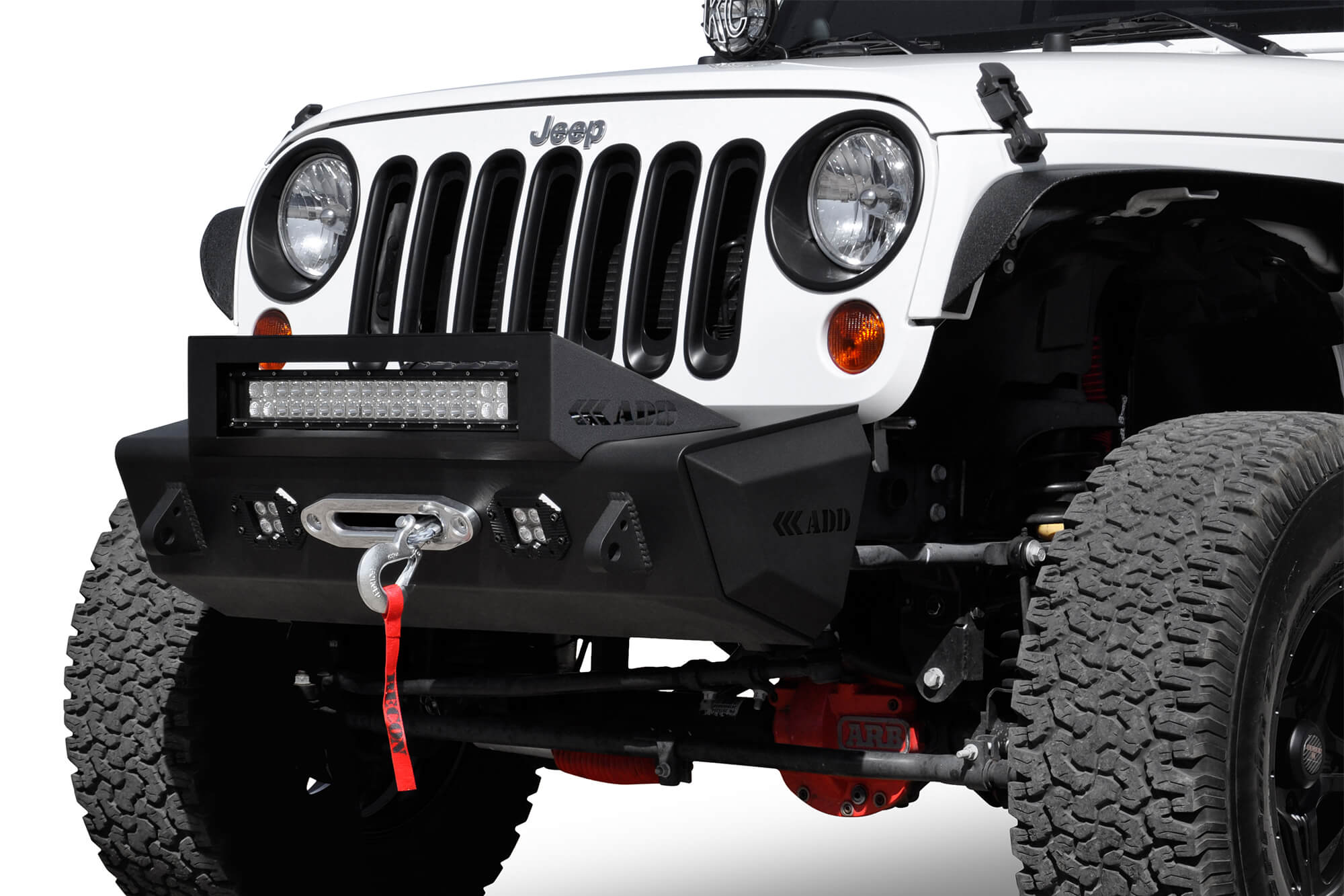 2007-2018 Jeep JK Modular Stealth Fighter Front Bumper Center w/Tow Hooks