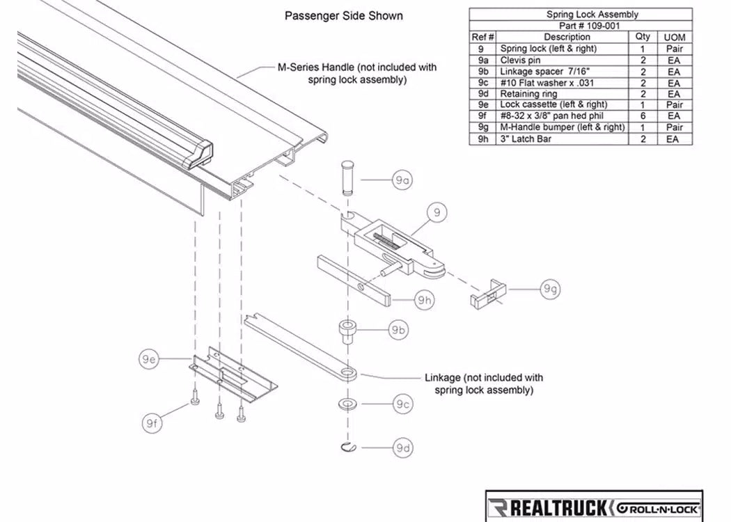 Roll-N-Lock Replacement Spring Lock Assembly - M-Series — view 2