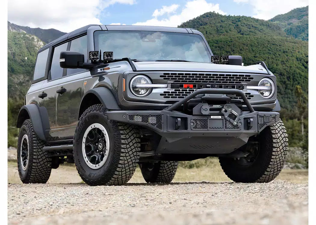 Go Rhino Rockline Full-Width Front Winch Bumper with Overrider - 2007-2026 Jeep Wrangler JL, Jeep Wrangler JK +1 more