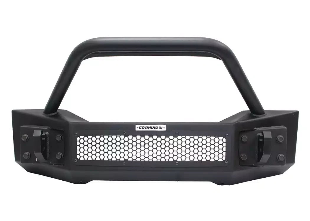 Go Rhino Rockline Stubby Front Winch Bumper with Overrider - 2007-2026 Jeep Wrangler JK, Jeep Wrangler JL +1 more