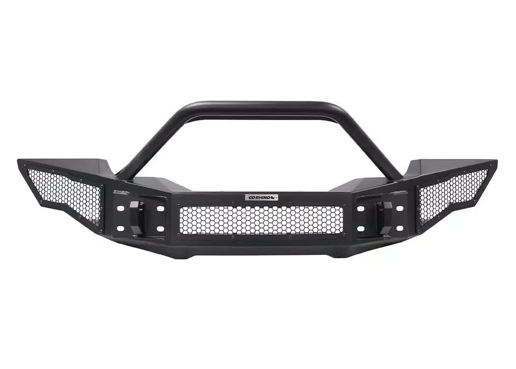 Go Rhino Rockline Full-Width Front Winch Bumper with Overrider - 2007-2026 Jeep Wrangler JL, Jeep Wrangler JK +1 more