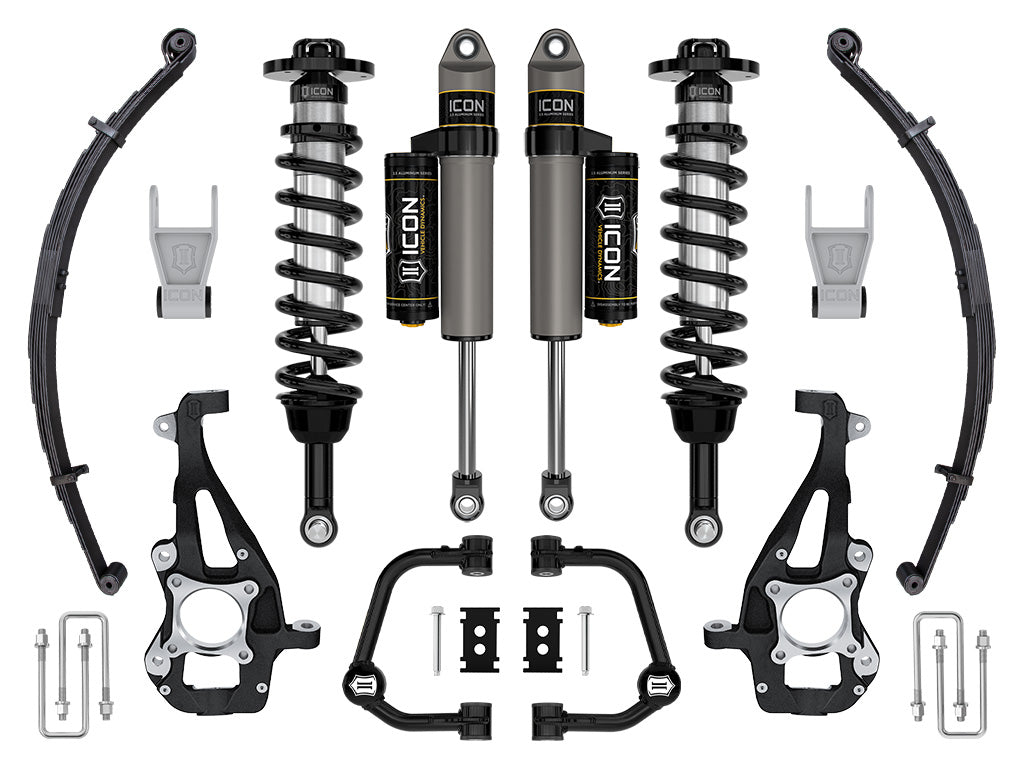 ICON 2021-2025 Ford F-150 4WD, 3.5-4.5" Lift, Stage 2 Suspension System, Tubular, w/ Leaf Packs