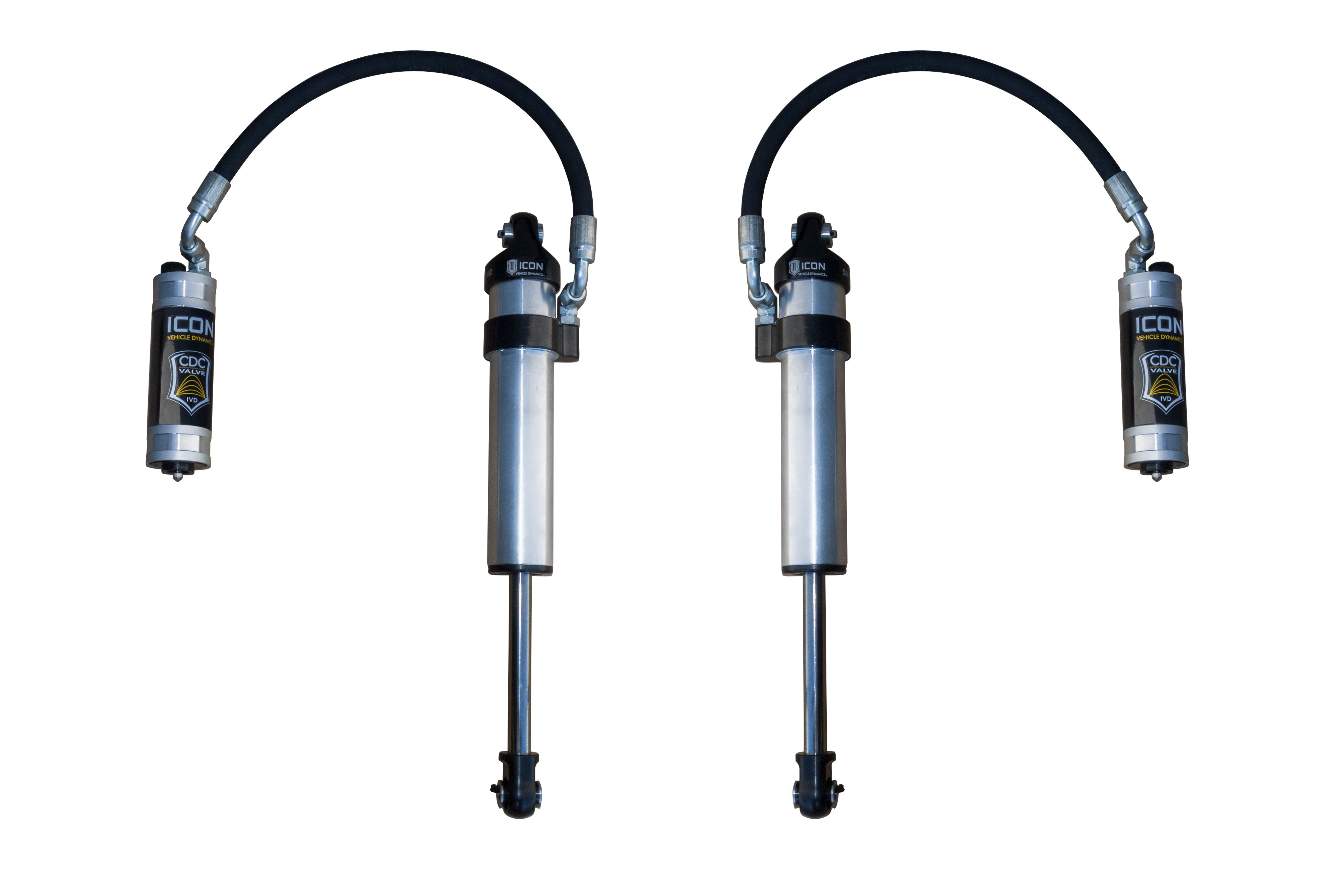 ICON 2003-2024 Toyota 4Runner/2005-2023 Toyota Tacoma/2007-2014 Toyota FJ Cruiser, Front, V.S. 2.5 Aluminum Series Shock Absorbers, Stock Width Secondary Shocks, Remote Reservoir w/ CDCV, Pair