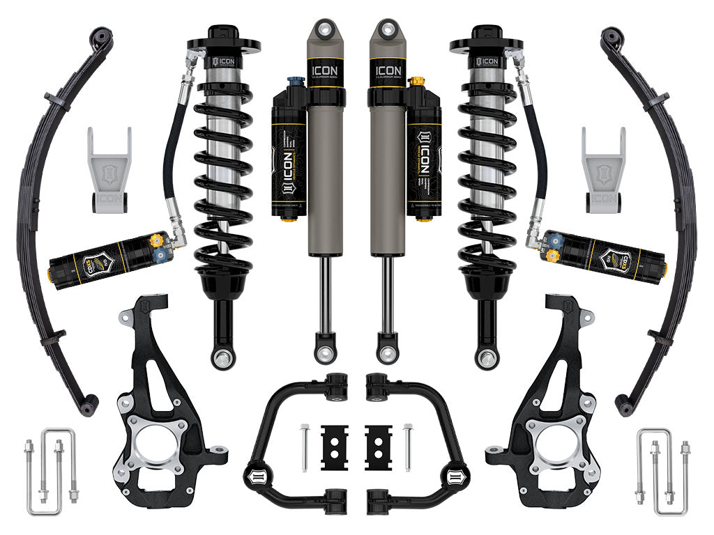 ICON 2021-2025 Ford F-150 4WD, 3.5-4.5" Lift, Stage 4 Suspension System, Tubular, CDXS, w/ Leaf Packs