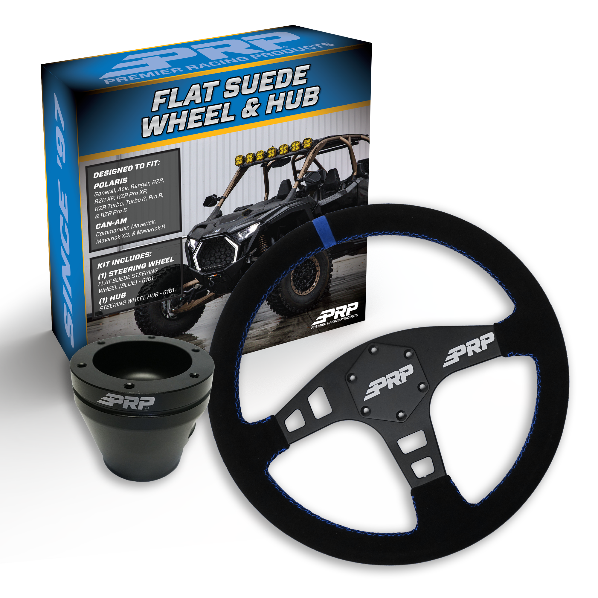 PRP Flat Suede Steering Wheel Kit with UTV Hub