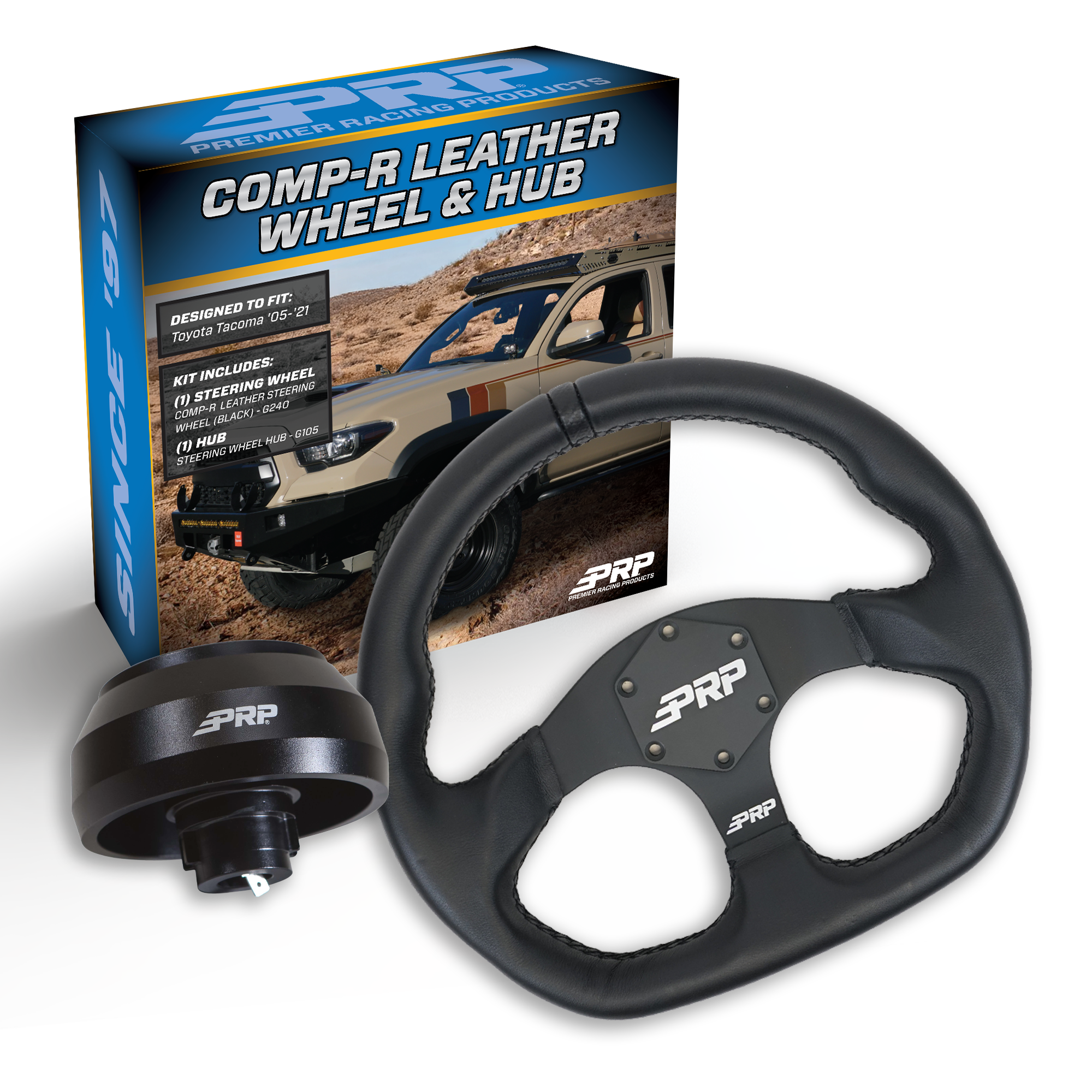 PRP Leather D-Shape Steering Wheel Kit with Tacoma Hub