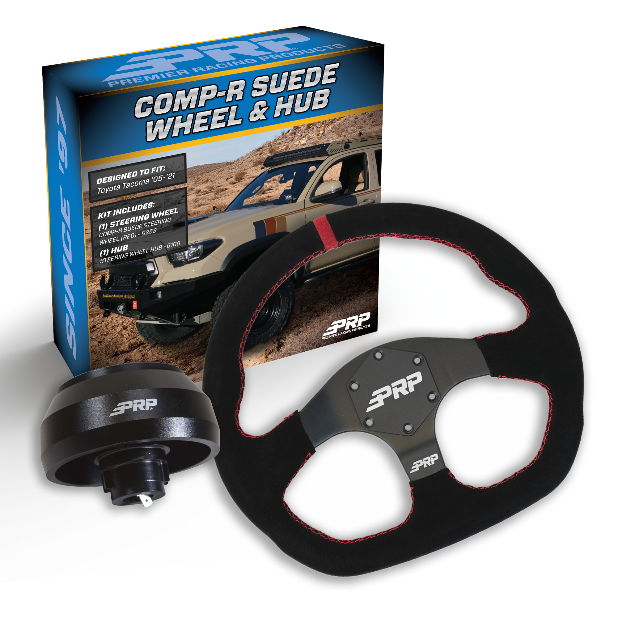 PRP Suede D-Shape Steering Wheel Kit with Tacoma Hub