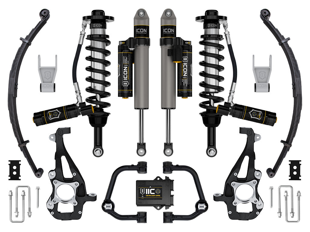 ICON 2021-2025 Ford F-150 4WD, 3.5-4.5" Lift, Stage 5 Suspension System, Tubular, w/ Leaf Packs