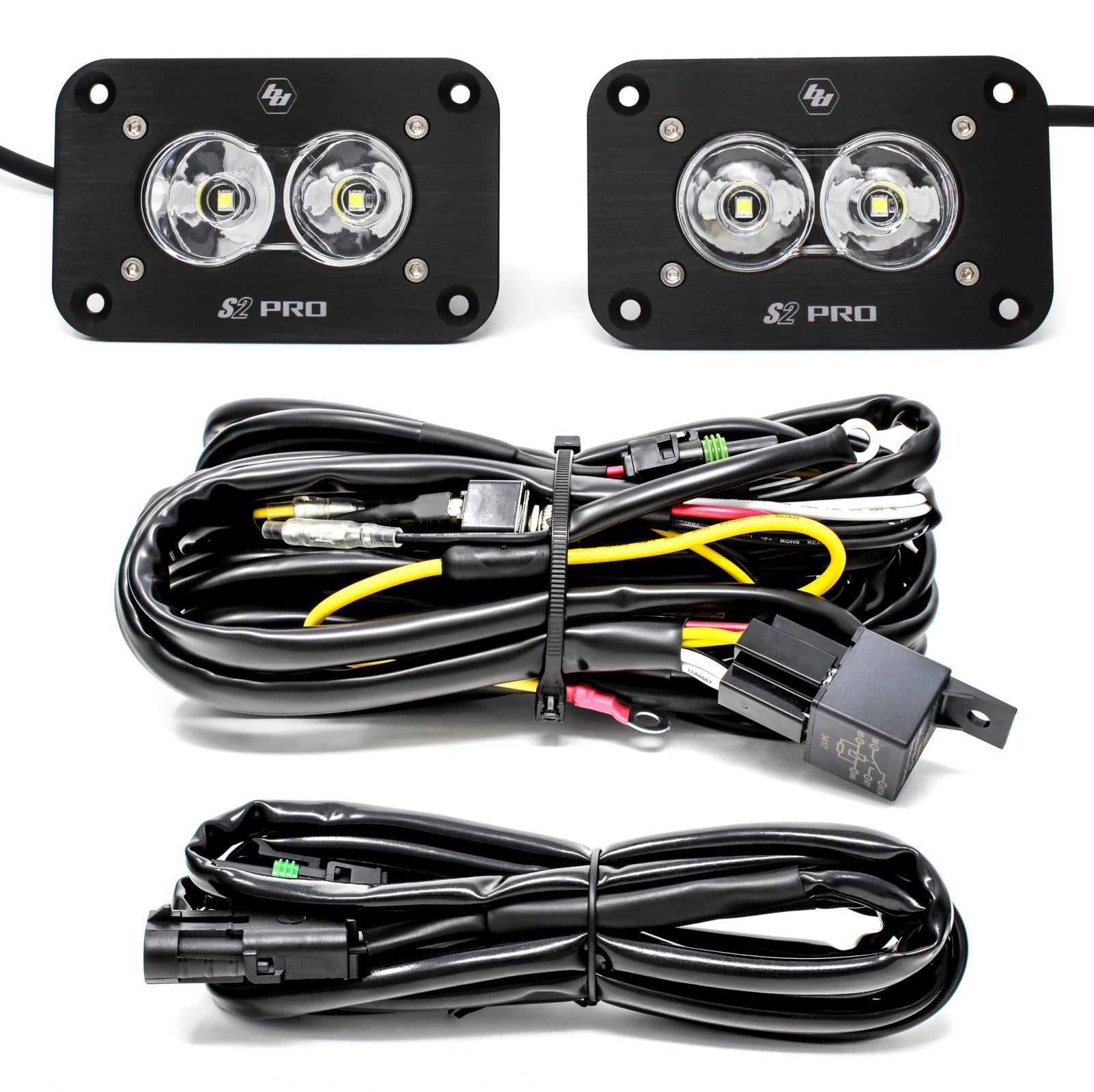 Flush Mount LED Light Pod Kit Wide Cornering Pair S2 Pro Baja Designs