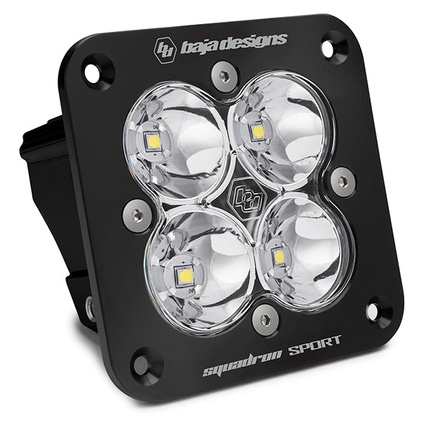 Flush Mount LED Light Pod Black Clear Lens Driving/Combo Pattern Squadron Sport Baja Designs