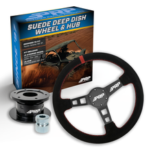 PRP Deep Dish Suede Steering Wheel Kit with Quick Release Hub for Yamaha YXZ, Viking, Wolverine, Rhino