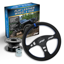 PRP Flat Leather Steering Wheel Kit with Quick Release Hub with Universal Weld on Adaptor
