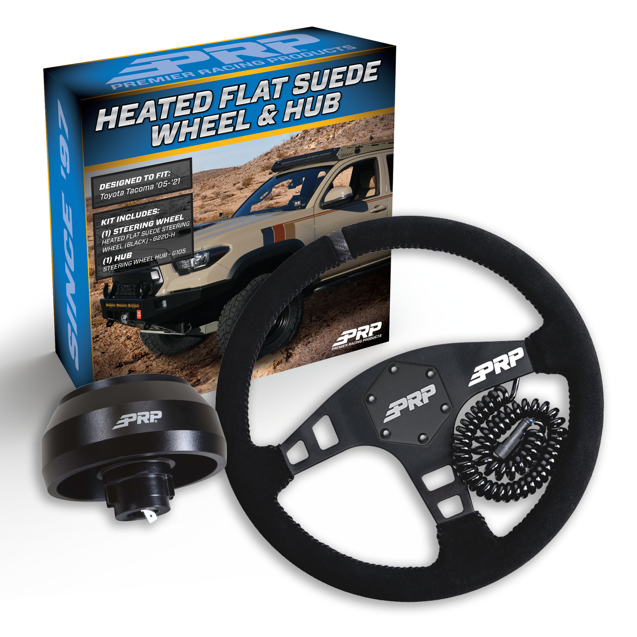 PRP Heated Flat Suede Steering Wheel Kit with Tacoma Hub