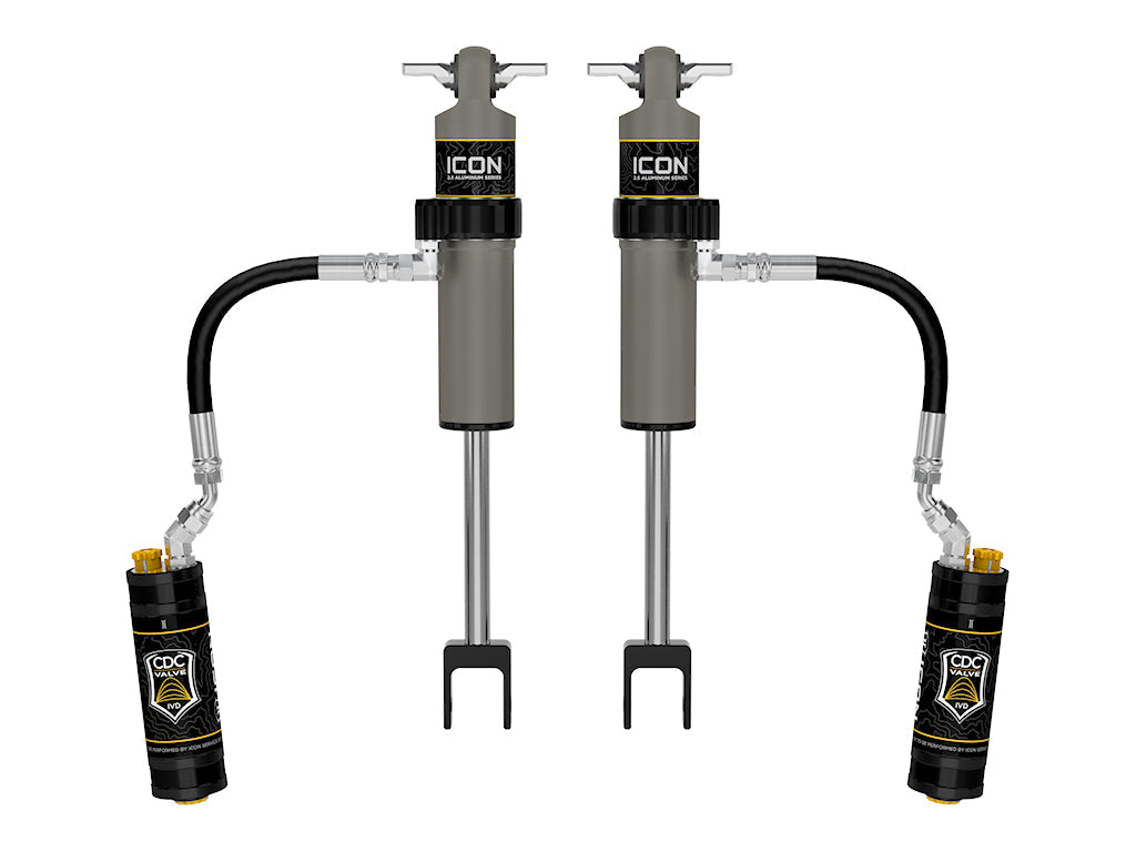 ICON 2011-2026 Chevrolet Silverado/GMC Sierra 2500/3500 HD, 0-3.5” Lift, Front, V.S. 2.5 Aluminum Series Shock Absorbers, Remote Reservoir w/ CDCV, Pair