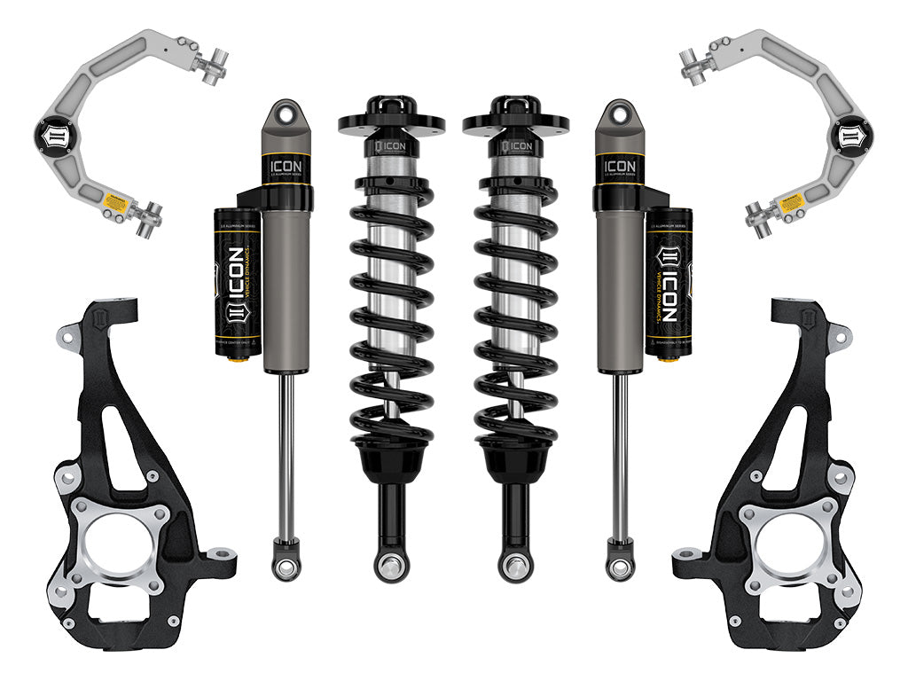 ICON 2021-2025 Ford F-150 4WD, 3.5-4.5" Lift, Stage 2 Suspension System, Billet