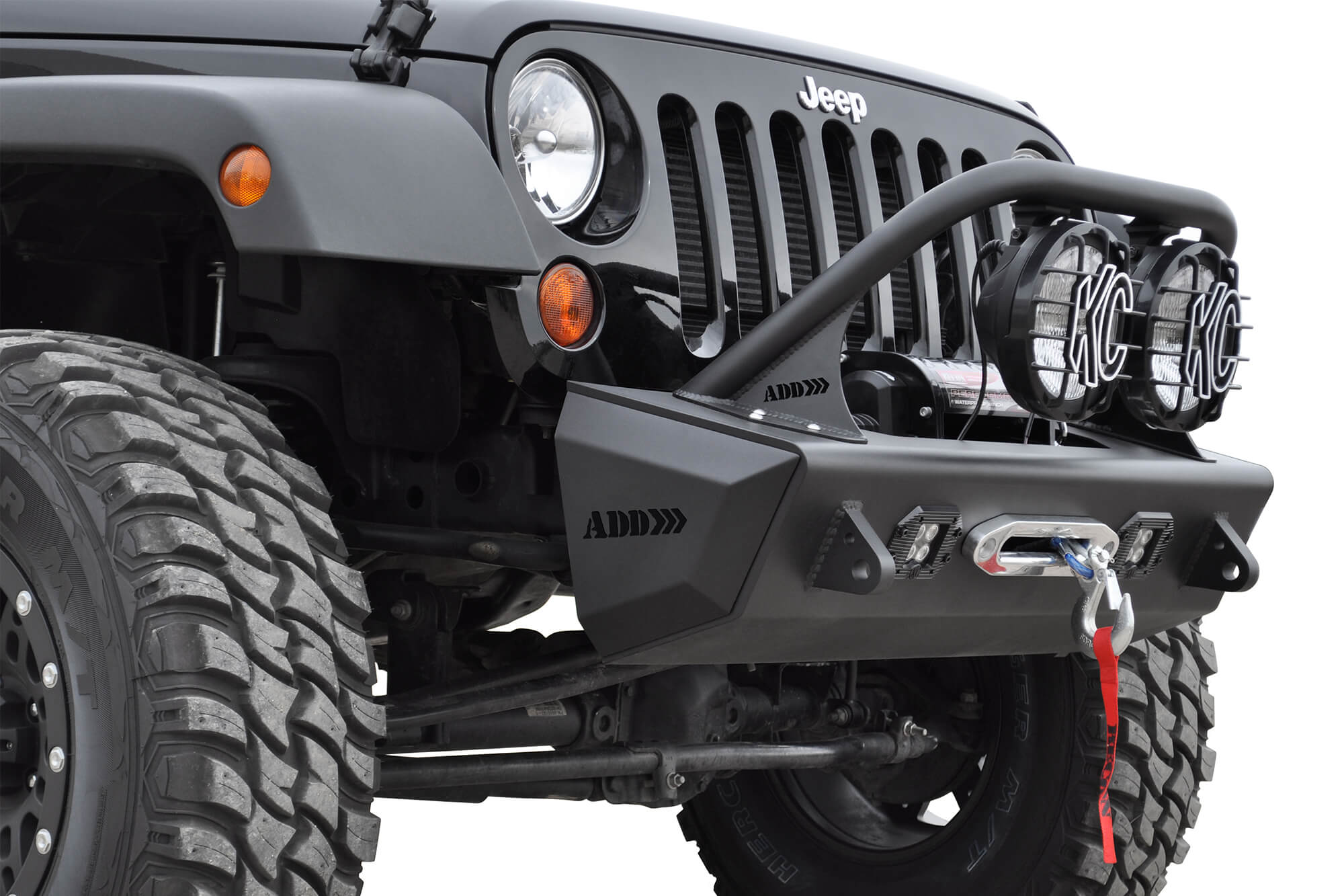 2007-2018 Jeep JK Modular Stealth Fighter Front Bumper Center w/Tow Hooks
