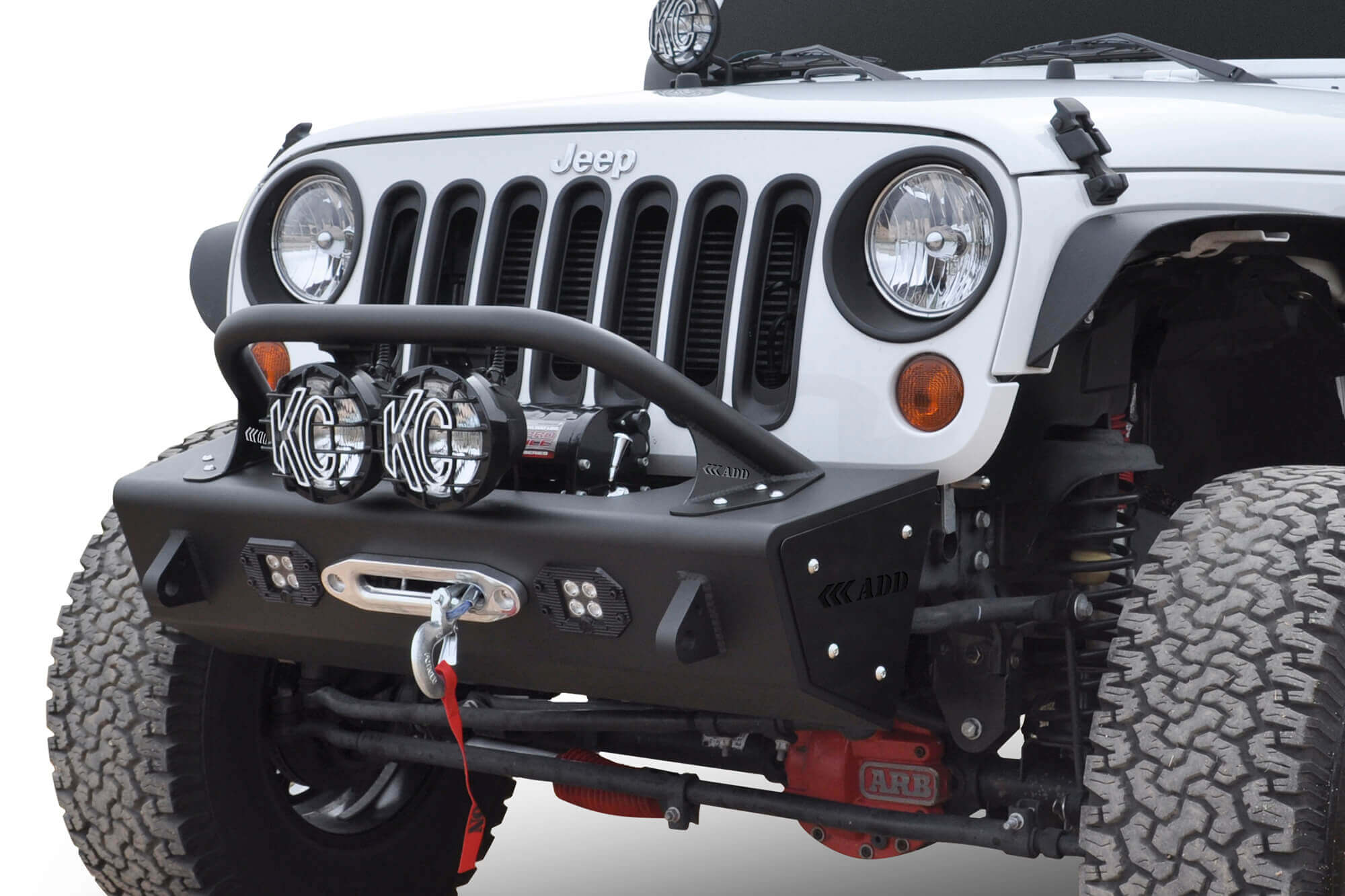 2007-2018 Jeep JK Modular Stealth Fighter Front Bumper Center w/Tow Hooks
