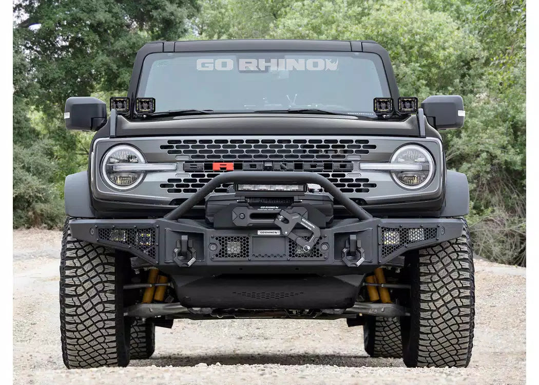 Go Rhino Rockline Full-Width Front Winch Bumper with Overrider - 2007-2026 Jeep Wrangler JL, Jeep Wrangler JK +1 more